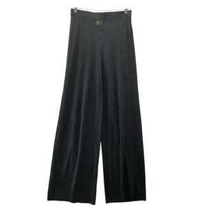 Daisy Sheer Mesh Wide Leg Pants Womens L Black High Rise See Through Pull On